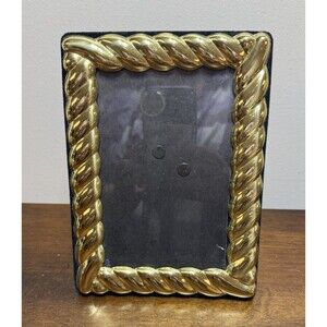 VTG Burnes of Boston Picture Frame Brass Gold  5x7 Frame Design  Twisted Rope